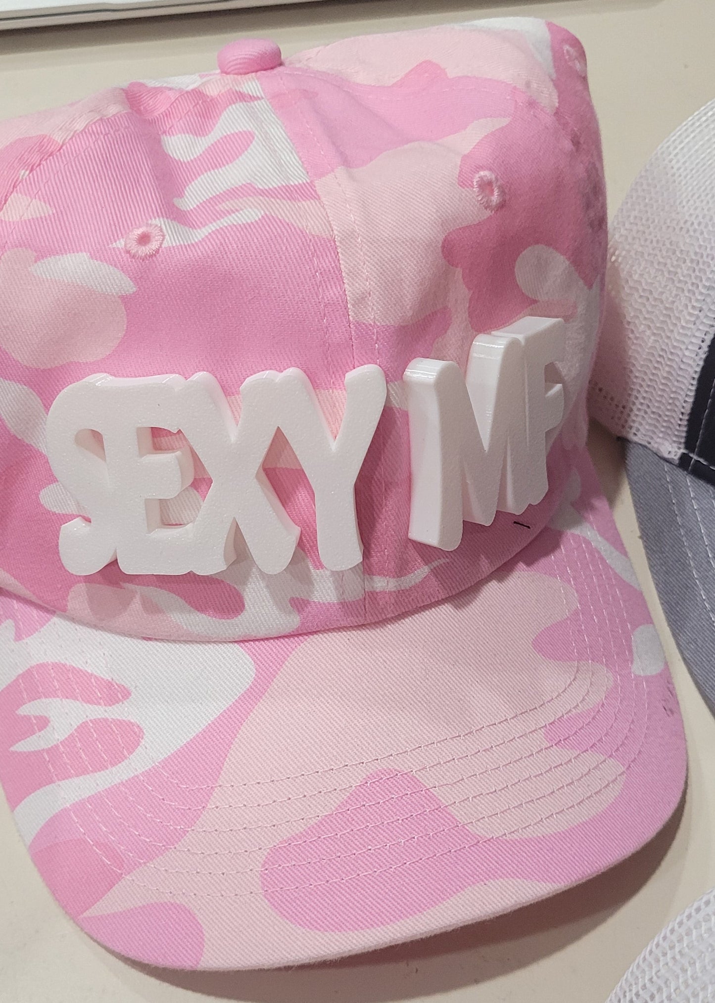 Hat SEXY White on Camo Pink