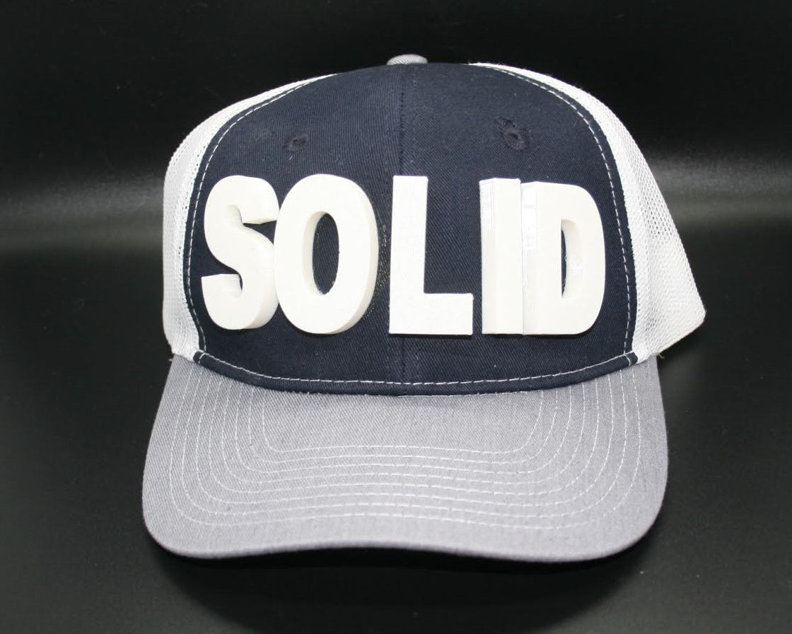 Hat SOLID White on Navy/Gray/White Mesh