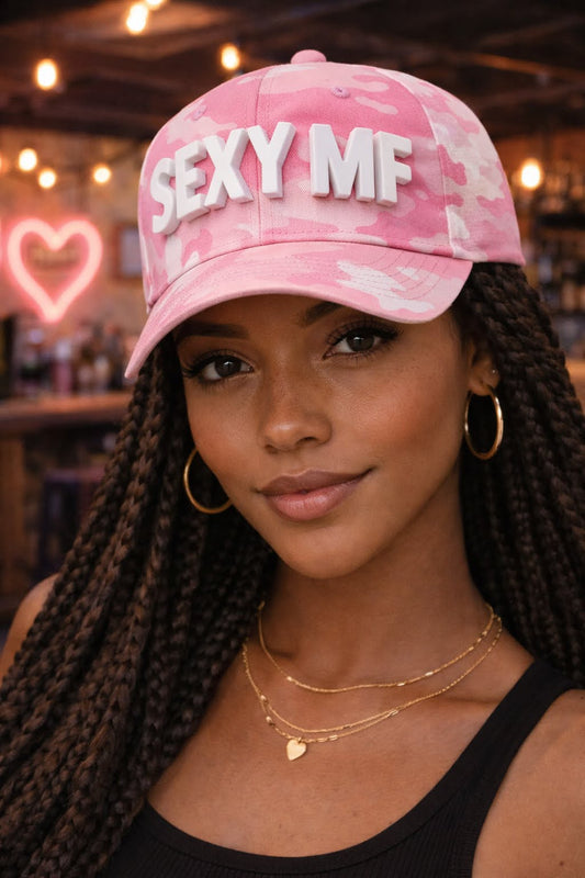 Hat SEXY White on Camo Pink